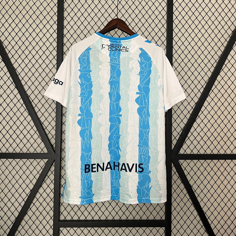 CAMISA DO MALAGA 24/25 BRANCO E AZUL