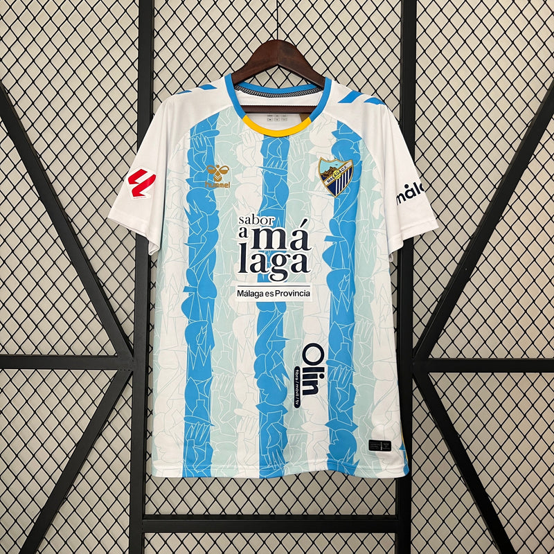 CAMISA DO MALAGA 24/25 BRANCO E AZUL